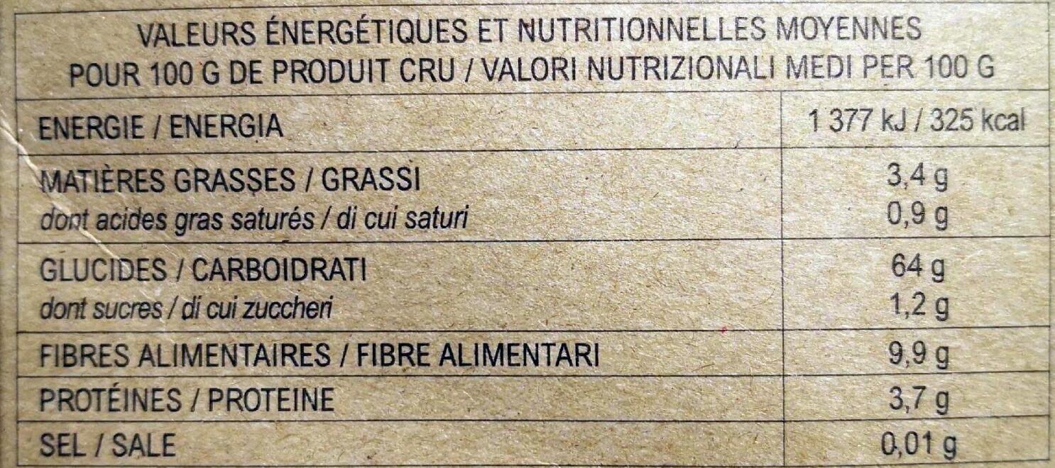 Riz Noir - Nutrition facts - fr