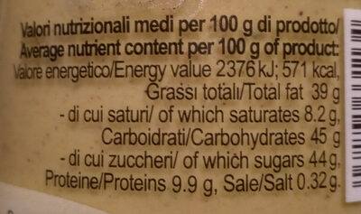 santoto crème de pistacchio - Tableau nutritionnel