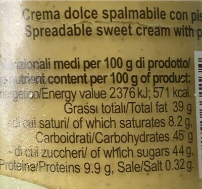 Gran Crema di pistacchio - Nutrition facts - it