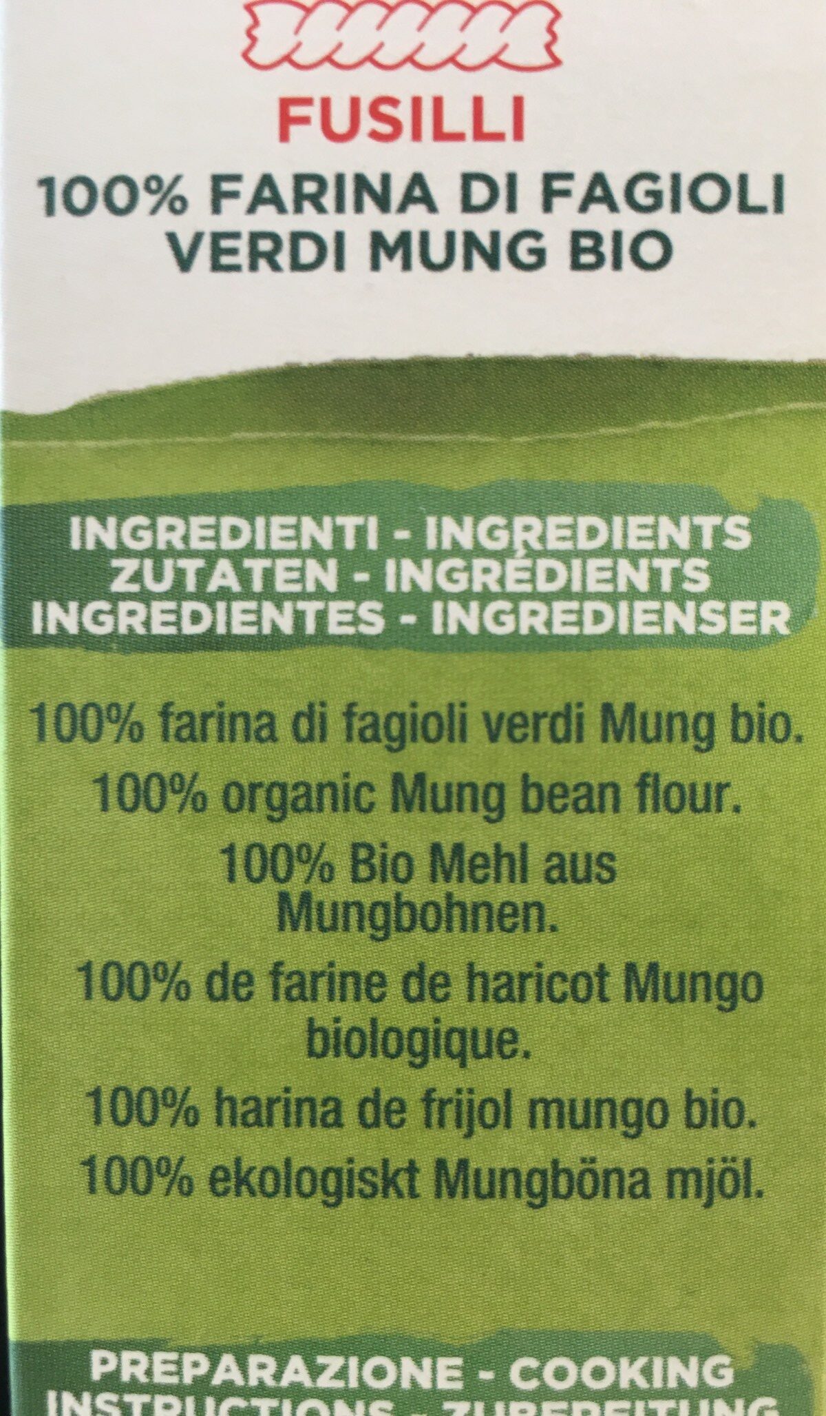 Fusilli di fagioli verdi mung - Ingredienti