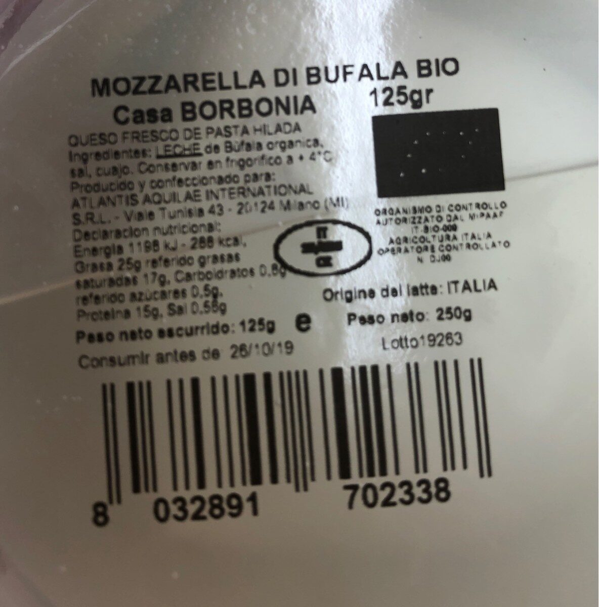 Mozzarellla di bufala - Tableau nutritionnel - es