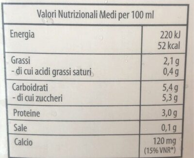 Soia vaniglia - Valori nutrizionali