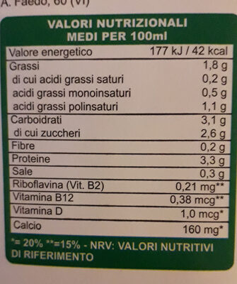 bevanda soia naturale - Valori nutrizionali