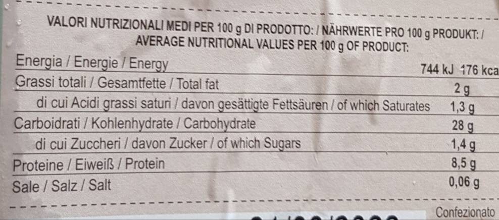 Cappellacci ripieni con Filetto di Branzino e patate - Nutrition facts - it