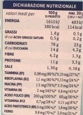 Multicereale fiocchi di riso e frumento integrale - Valori nutrizionali