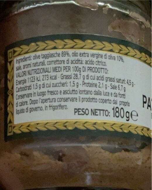 Paté di olive taggiasche - Produit
