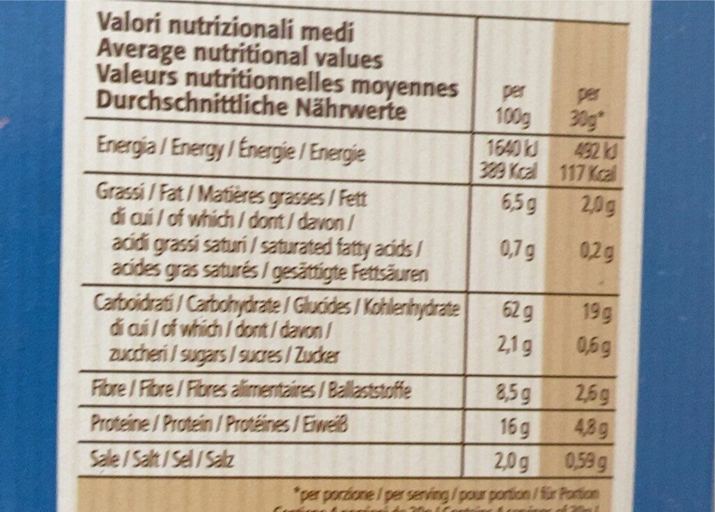Fette biscottate - farina integrale di farro - Nutrition facts - it