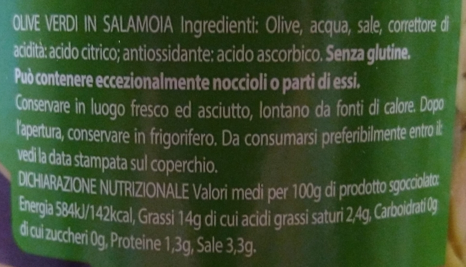 olive verdi a rondelle - Ingredienti