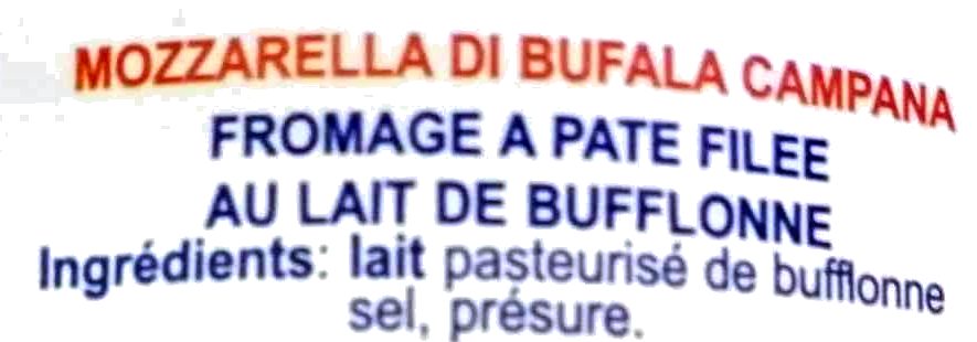 Mozzarella di bufala campana bille - Ingredientes - fr