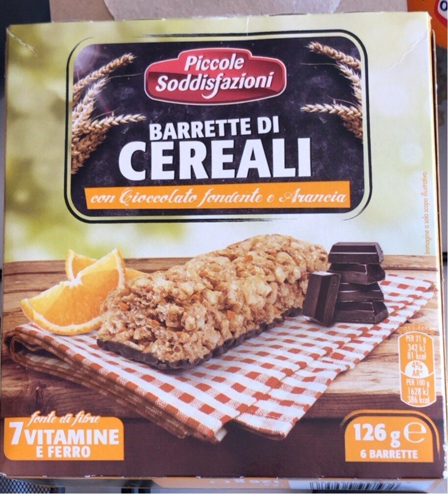 Barrette di cereali con cioccolato fondente e arancia - Prodotto