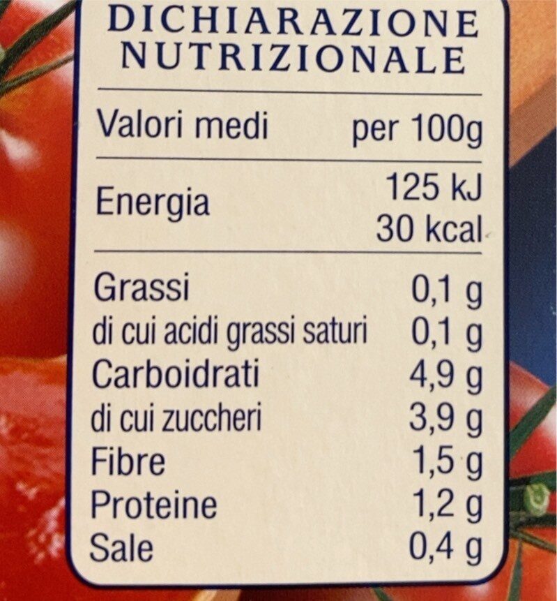 Passata di pomodoro - Tableau nutritionnel - it
