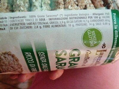 Gallette di grano saraceno - Valori nutrizionali