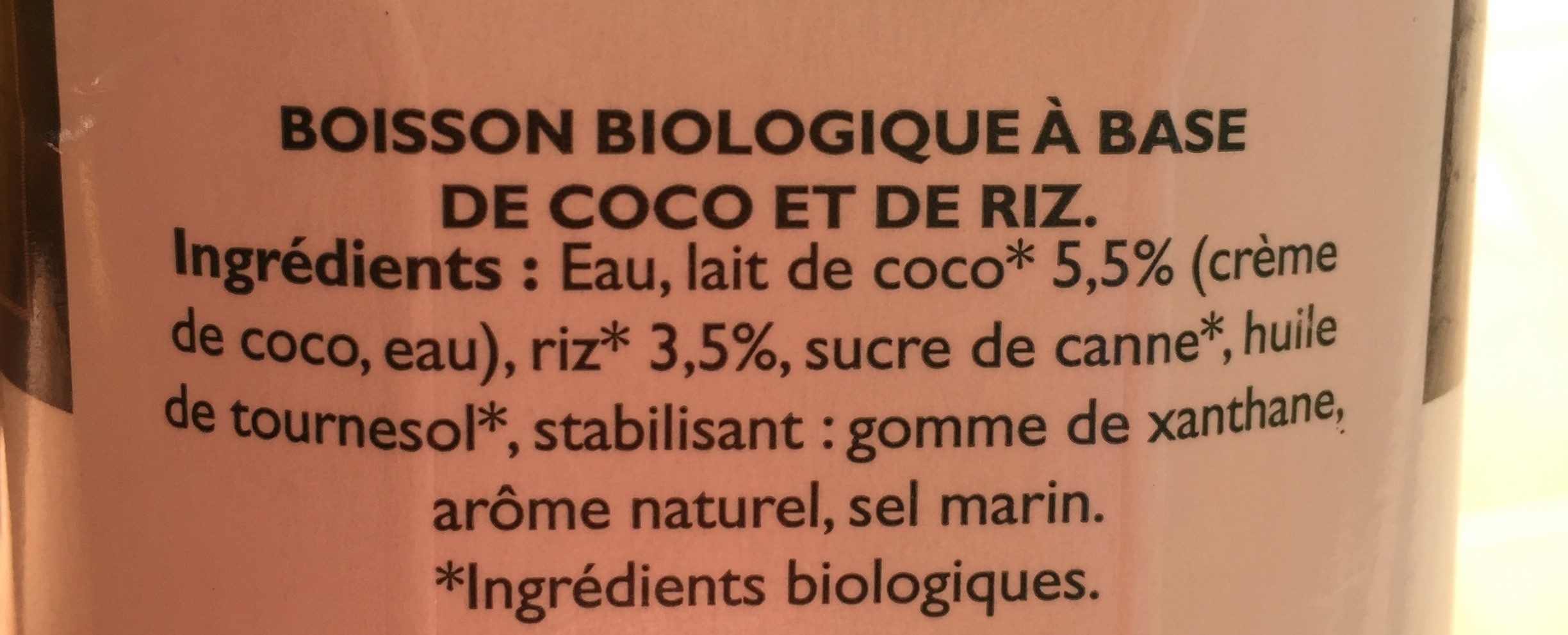 Boisson vegetale coco et riz - Ingredients - fr