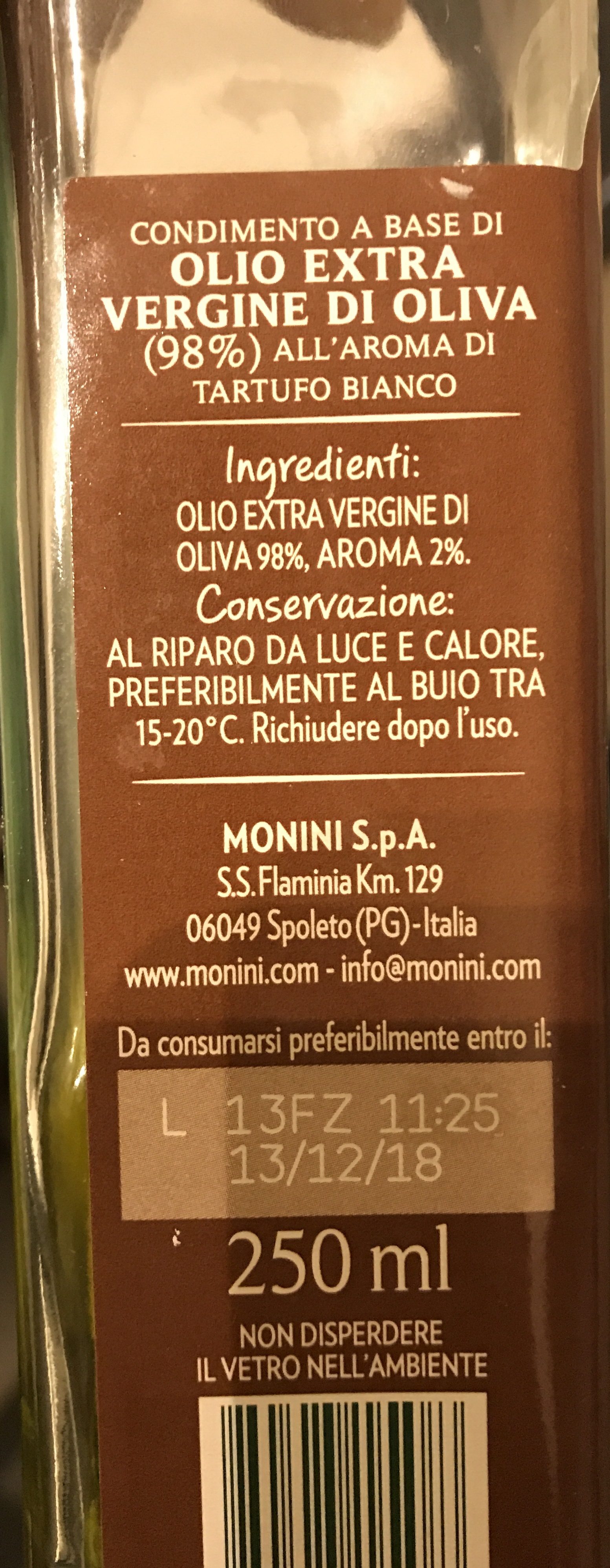 Olio Aromatizzato - Tartufo Bianco - Ingredients - fr