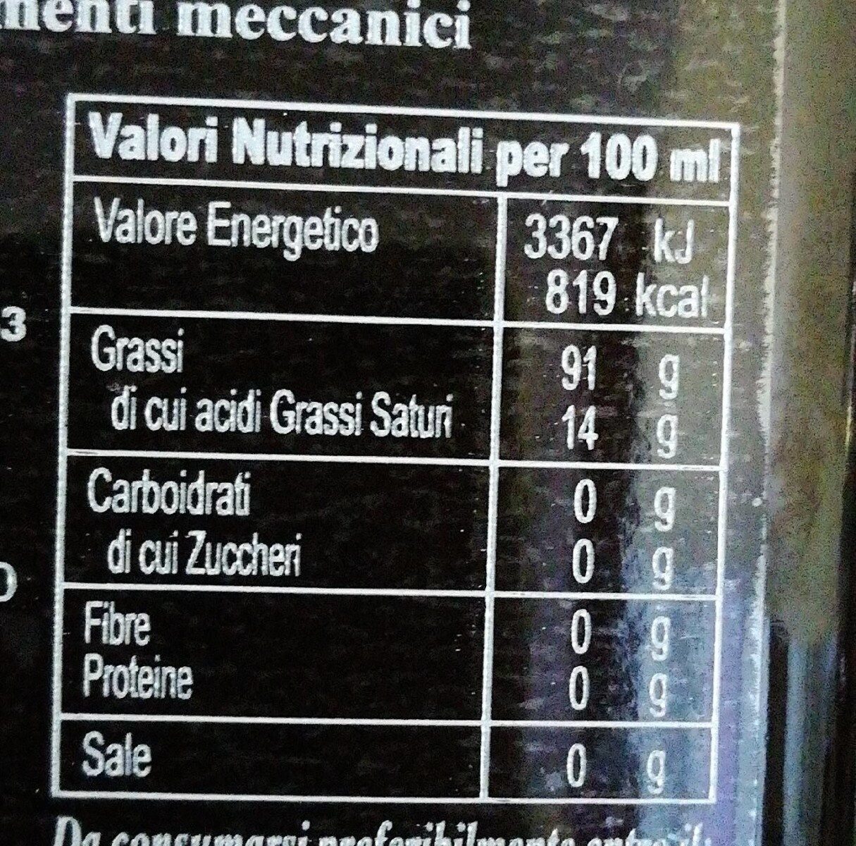 Olio extravergine di oliva Panetti - Nutrition facts - it