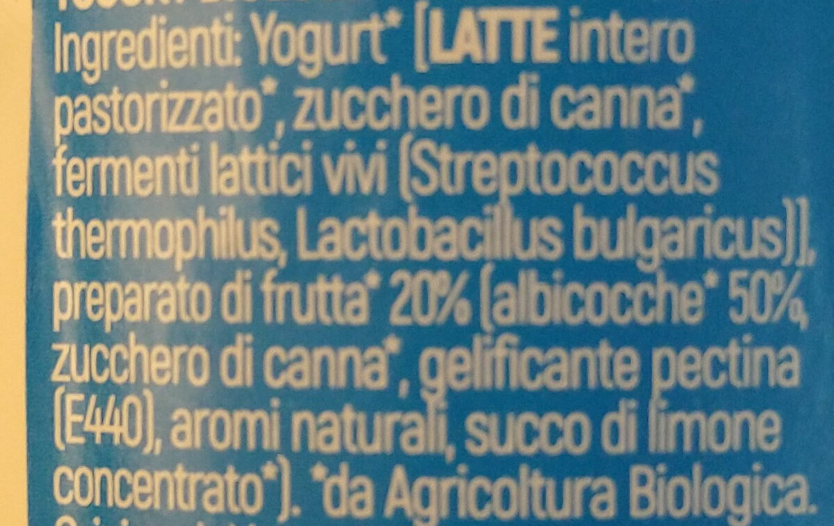 Yogurt biologico all’albicocca - Ingredienti