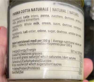 Panna cotta naturale - Nutrition facts - es