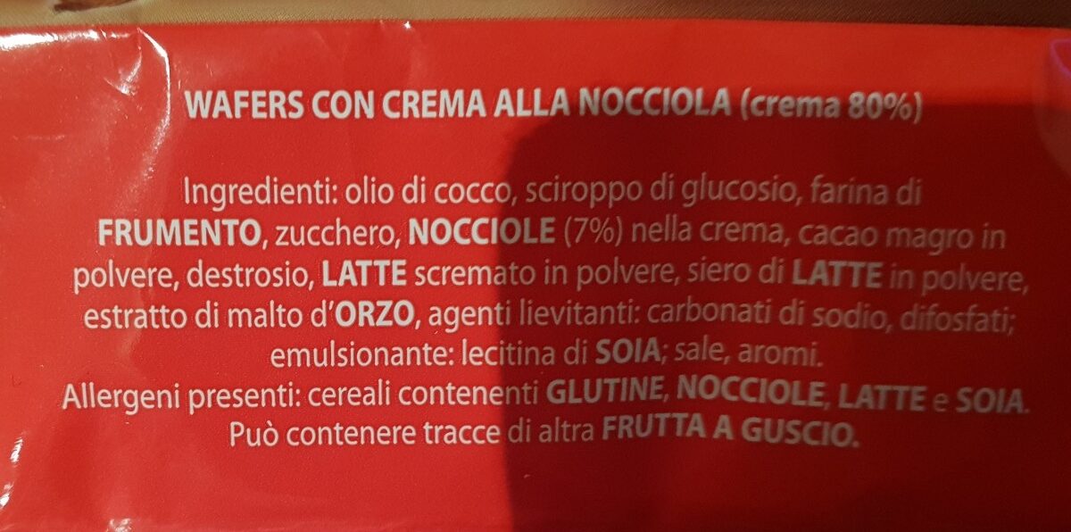 Wafers alla nocciola - Ingredients - it