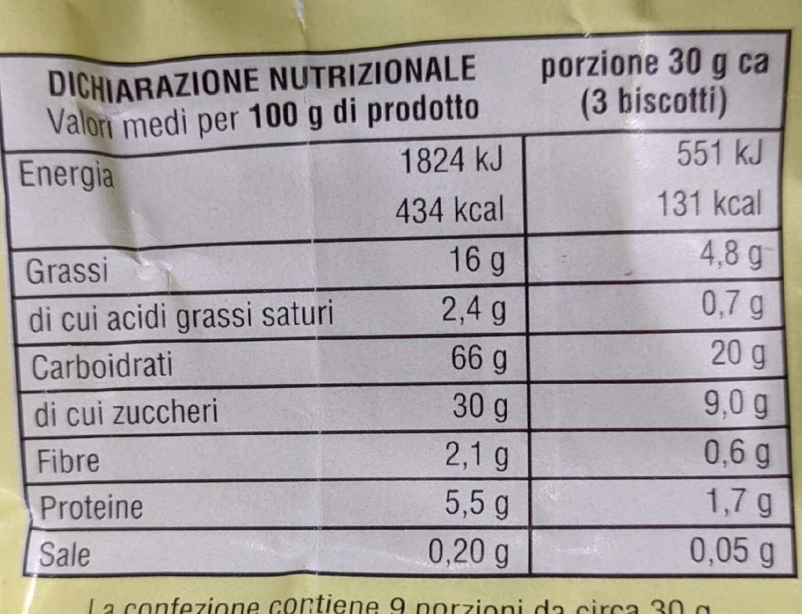 Frollini - Nutrition facts - it