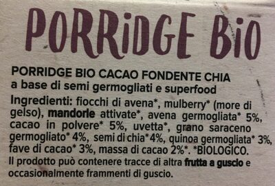 Porridge Cacao Chia - Ingredienti