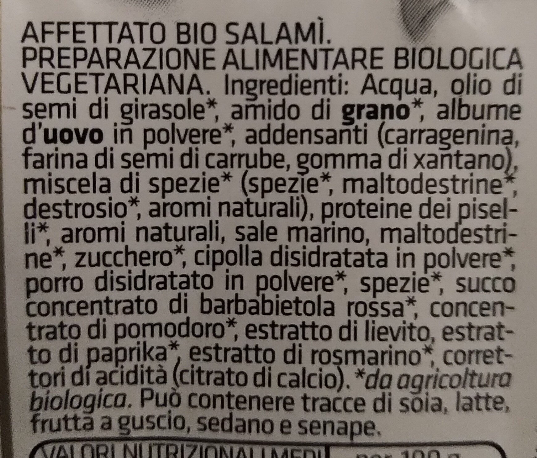 Affettato bio salamì - Ingredients - it
