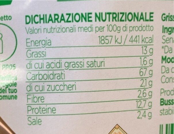 Grano kamut - Nutrition facts - it