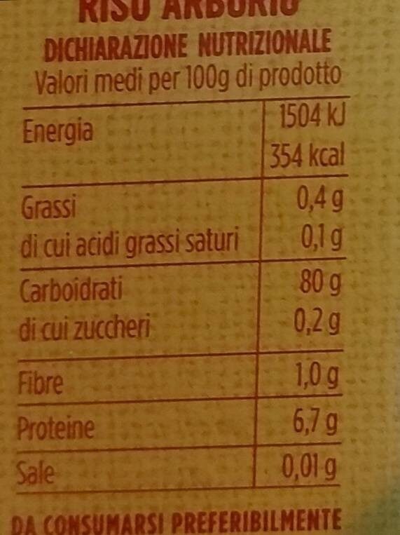 riso arborio coal - Nutrition facts - it