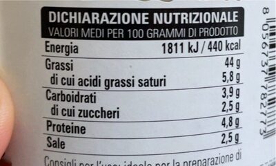 Crema di olive e mandorle - Voedingswaarden - it
