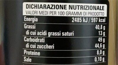Crema Al Pistacchio - Valori nutrizionali