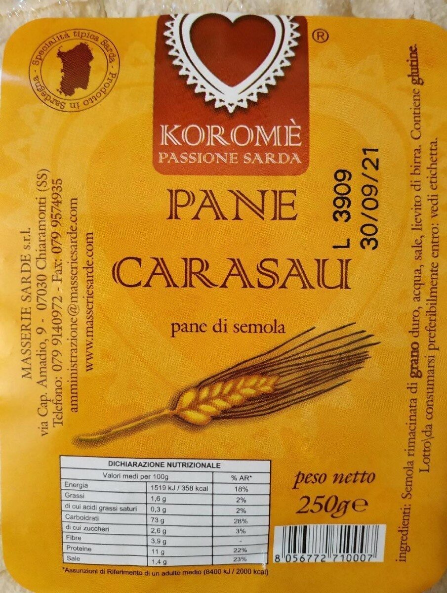 Pane carasau - Prodotto