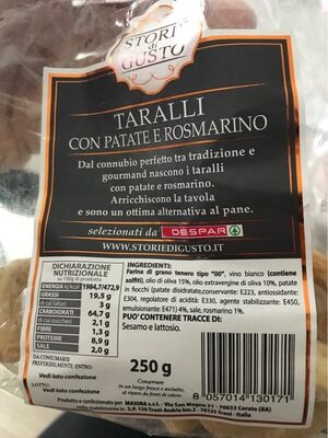 Taralli con patate e rosmarino - Product - fr