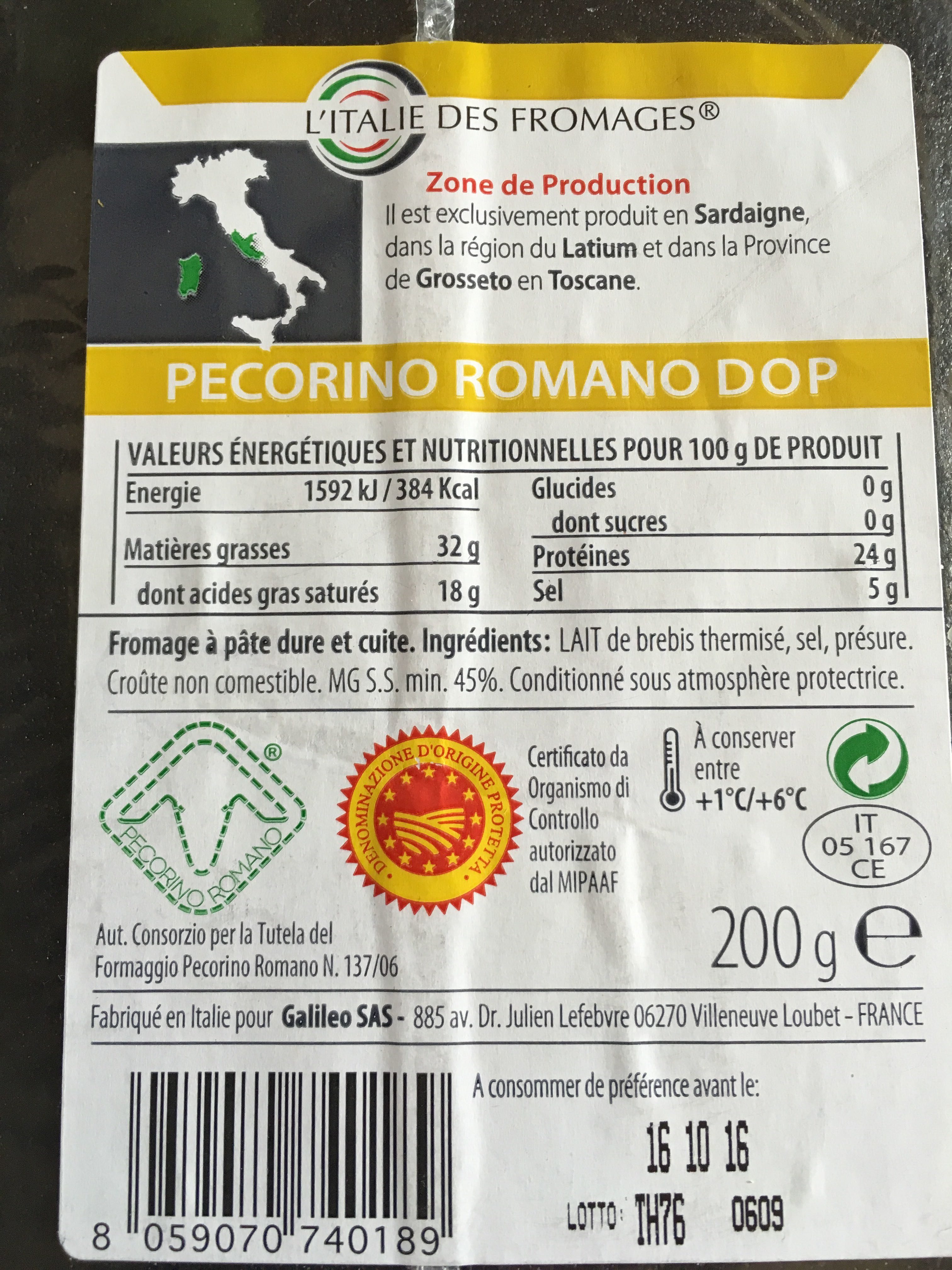 Pecorino Romano DOP - Product - fr
