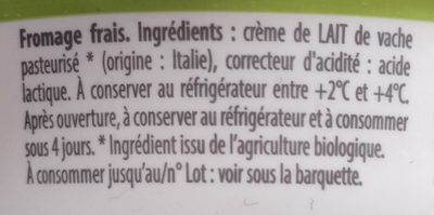 Mascarpone bio - Ingredients - fr