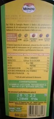 Olio extra vergine di oliva  Classico - Nutrition facts