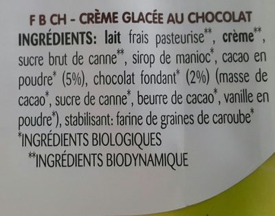 Yaourts Glacés au Chocolat (Servi Mous) - Ingredientes - fr