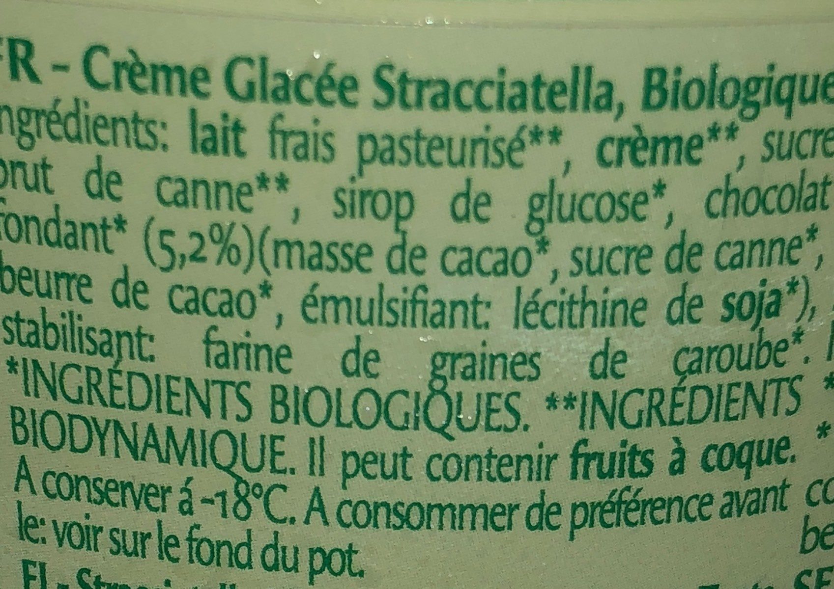 Creme Glacee Stracciatella - Ingredients - fr