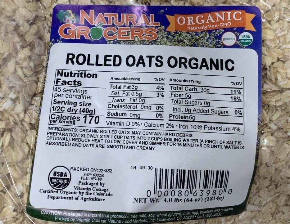 Rolled oats organic - Product