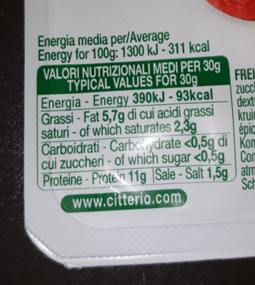 Citterio Salame Fettine - Nutrition facts - fr