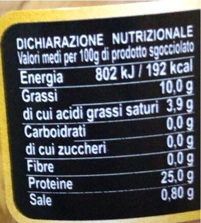filetti di tonno - Nutrition facts - it