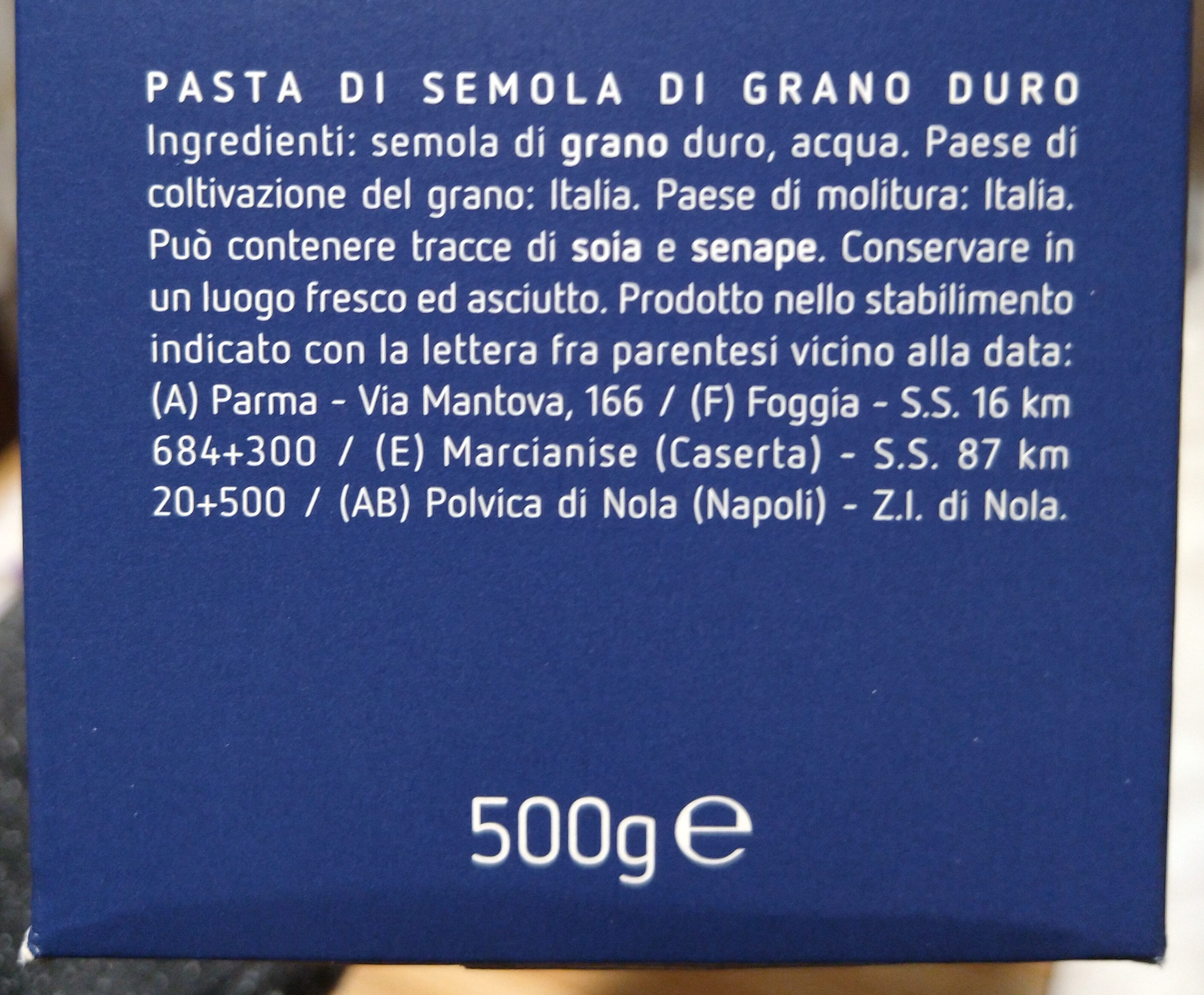 Barilla Pasta Tortiglioni Nr. 83 italienisch Nudeln 500 g pack. - Ingrediënten - it