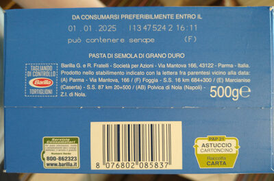 Barilla Pasta Tortiglioni Nr. 83 italienisch Nudeln 500 g pack. - Recyclinginstructies en / of verpakkingsinformatie - it