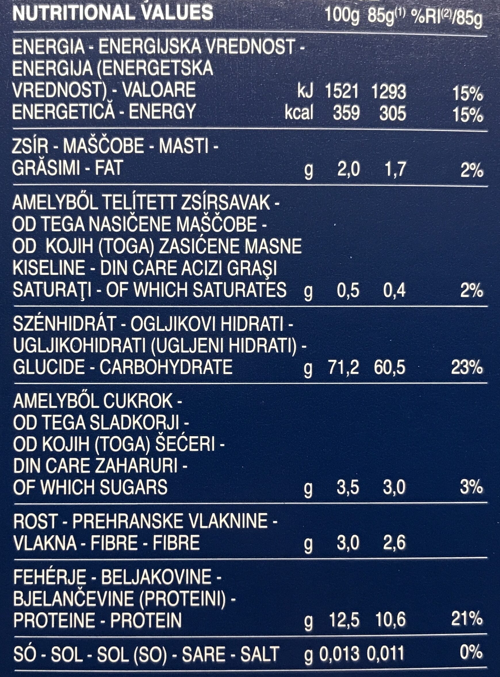 Fusilli N°98 - Nutrition facts