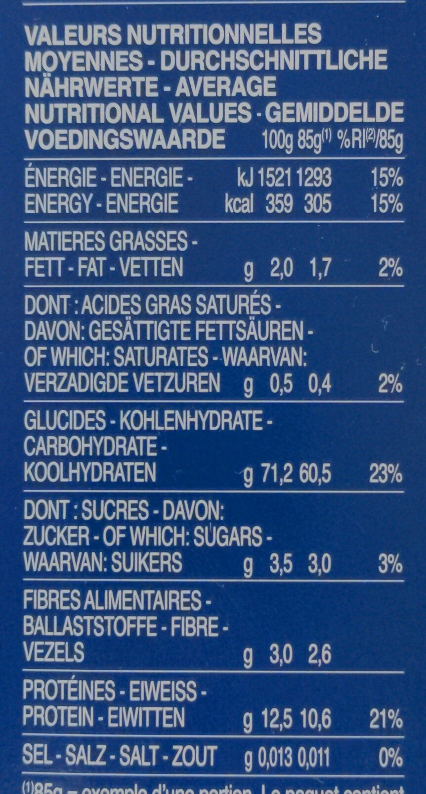 Barilla pates coquillettes 500g - Nutrition facts - fr