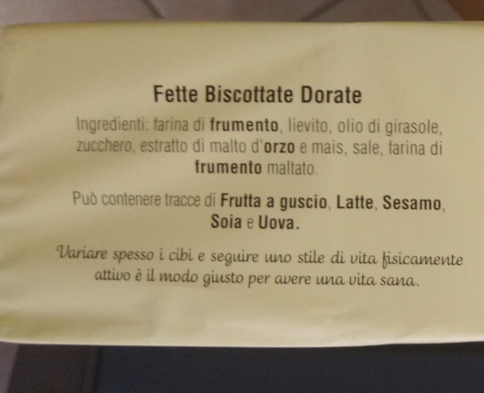 ITALIAN FETTE BISCOTTATE UK - MULINO BIANCO FETTE DORATE 80 G. - Ingredienti