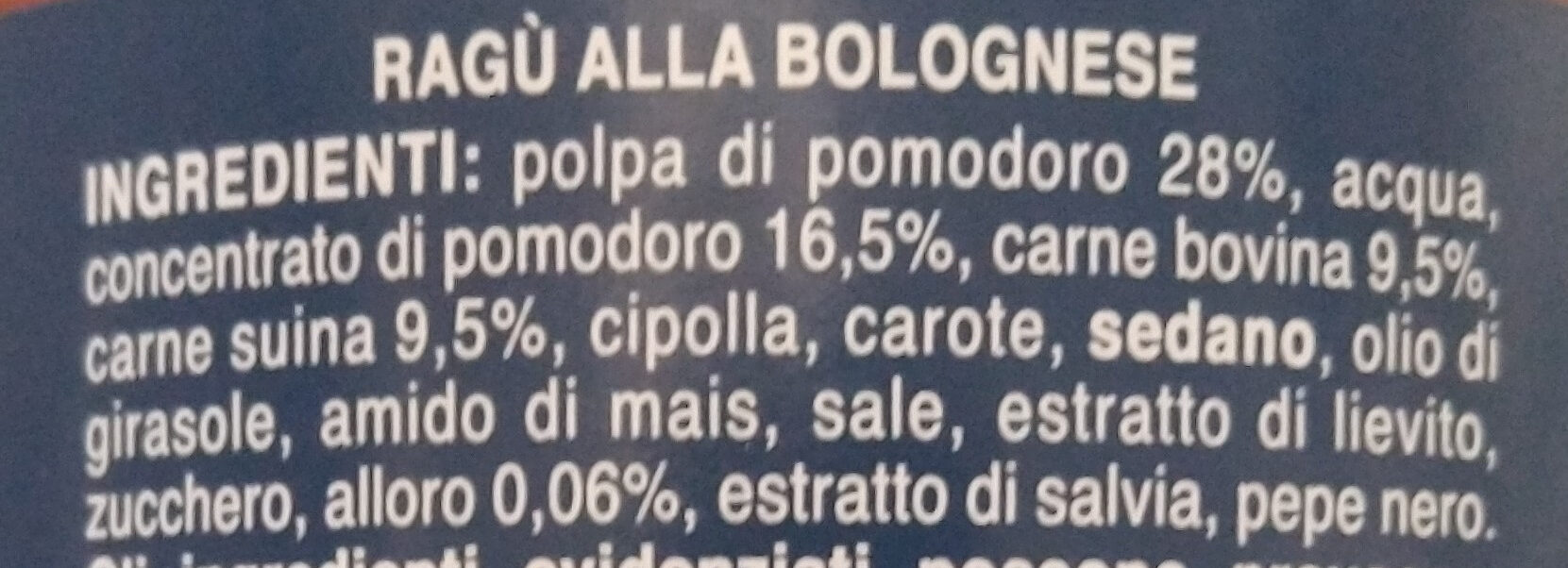 Ragù alla Bolognese - Ingredienti