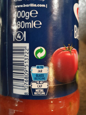 Barilla sauce tomates basilic 400g - Recycling instructions and/or packaging information - fr
