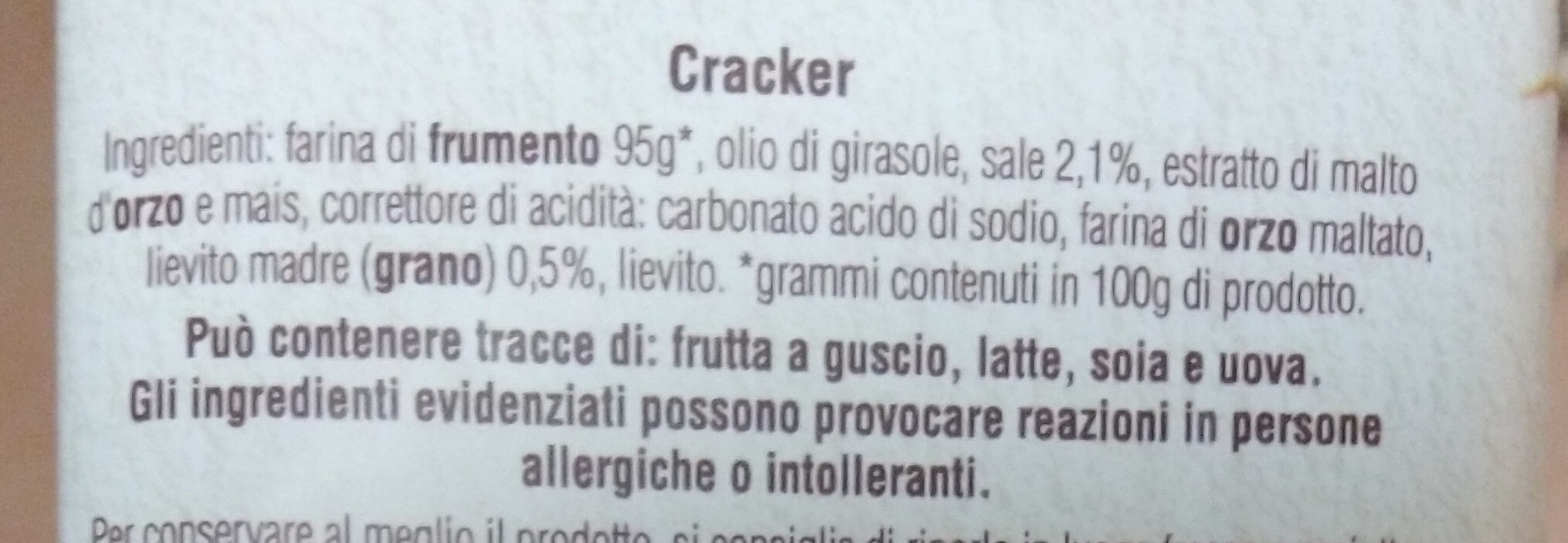 Cracker Salati - Ingredienti