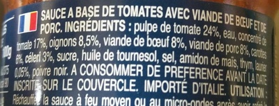 Sauce bolognaise - Ingrediënten - fr