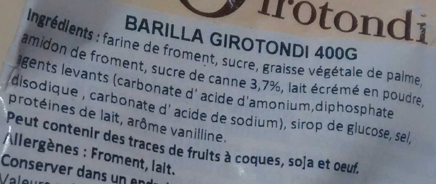 Barilla Girotondi - Zutaten - fr