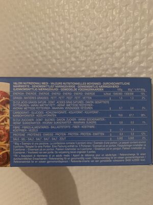 Spaghetti, glutenfrei - Tableau nutritionnel - en